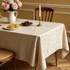 Woven Floral Jacquard Tablecloth 60 x 84 Inches Warm Taupe