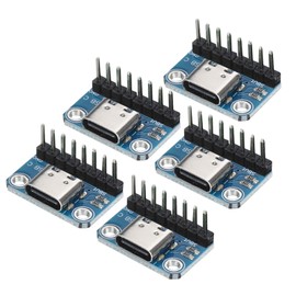 QUARKZMAN USB Type C Breakout Board Female 2.54 mm Connection with Pin Header Connector Pack of 5