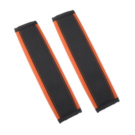 REPAIROCK 2pcs Universal Seat Belt Shoulder Pad Faux Leather Car Safety Strap Covers Neck Mat for Comfortable Driving Black Orange Auto Replacement Parts