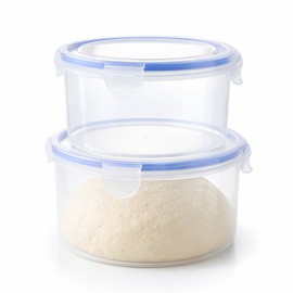 Lolytama 2Pack Dough Proofing Box,Stackable Sourdough Pizza Proofing Container with Airtight Lid,Large Capacity Bread Proofing,Round Dough Proofing Bucket for Family Size Dough Box(Clear)