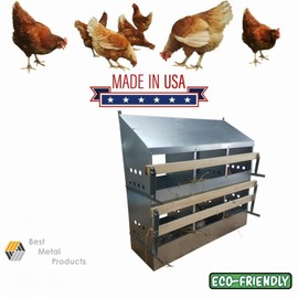 6 Hole Heavy Duty 23ga Galvanized Chicken Nesting Laying Roost Box Made in USA | High Front and Back Panels | Easy to Remove and Clean | Heavy Duty perches hinged Upward | Rust Resistant 0300112