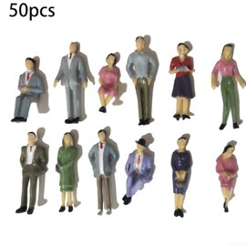 50 Pieces 1:32 Scale Plastic Realistic Person Model Train Layout Sitting Figures