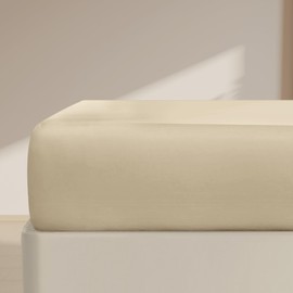 FreshCulture - Sábana bajera ajustable de calidad de hotel para cama matrimonial, microfibra cepillada ultra suave y refrescante, elegante embalaje negro (beige)