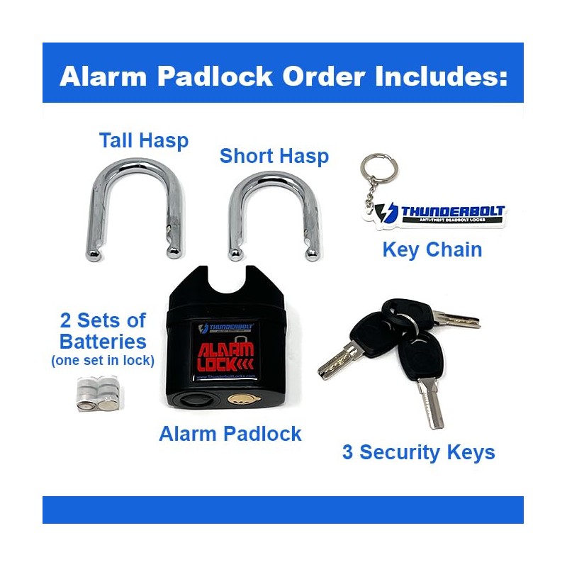 Alarm Padlock Anti-Theft Security Keyed Padlock Lock 110dB (decibels) Sound