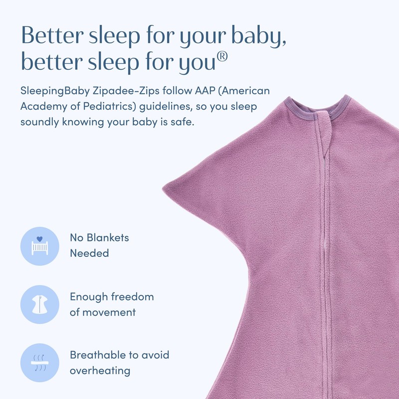 SleepingBaby Zipadee-Zip Fleece Transition Swaddle - Arms-Out Wearable Blanket for