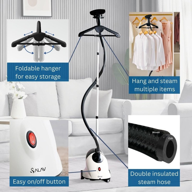 SALAV GS18 Full-Size Clothes Steamer - 1500W Power, 1.8L Water