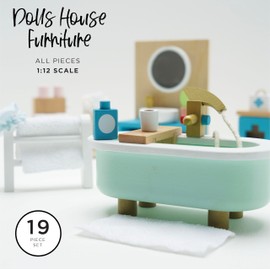 Le Toy Van - Wooden Daisylane Bathroom Dolls House Accessories Play Set For Dolls Houses | Dolls House Furniture Sets - Suitable For Ages 3+