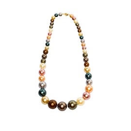 AIMERLUNE 6-16mm diameter Multicolor Cultured Shell Pearl Beads Necklace
