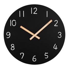 Plumeet 10'' Small Wall Clock, Frameless Wooden Wall Clocks with Silent Quartz Movement, Rustic Coastal Country Village Clock Decorative for Kitchen Bedroom Living Room