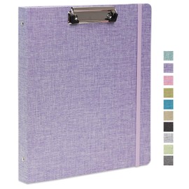 Cherrich Three Ring Binder with Clipboard, Linen Cover Clipboard Binder 1 Inch for Letter Size, 2 Interior Pockets Paper for Organization of School, Business and Home