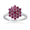 Ice Gems Sterling Silver Created Ruby Flower Ring, Size 7