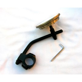 Mr Luckys Antique Brass 3 Inch Mini Mirror, Black Stem & Clamp for 1” & 7/8" Handlebars; for Harley, Bobber, Chopper, Retro, Custom