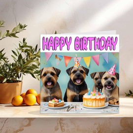Border Terrier Birthday Card - Funny Dog Birthday Card 145x145mm