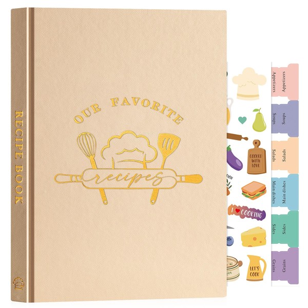Lanpn B5 Blank Recipe Book Cookbook for 70 Recipes, Leather