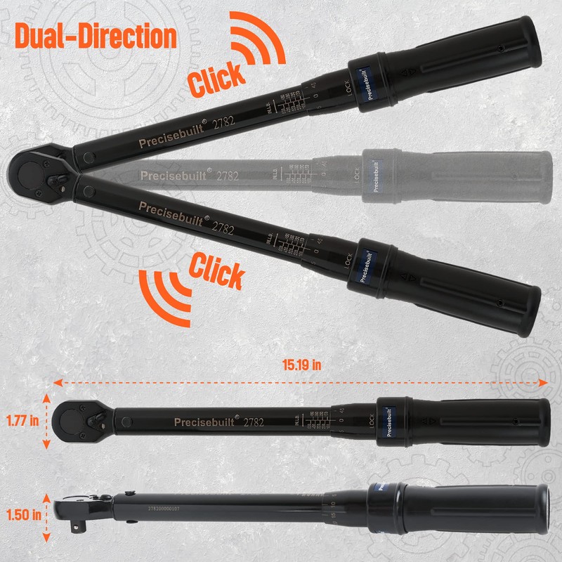 Precisebuilt 3/8" Drive 100-500 in-lb Click Tech Torque Wrench