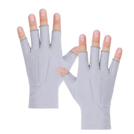 GOODCHI Men's Cooling Gloves, Summer, Lightweight, Breathable, Anti-Slip, Elastic, Fine Work, Unisex, For Driving, Biking, Bicycle, Summer, Fishing, Golf, Commuting to Work or School, Work (Gray, Half