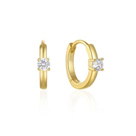 ZOYA JEWELRY DESIGN 14K Gold Plated 925 Sterling Cubic Zirconia for women Hoop Earrings Gold hoop earrings for girls Hypoallergenic cute hoop trendy tiktok hoop earrings 1.34 Gram (Minimal)