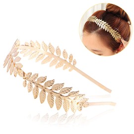 Toyvian Toyvian Bridal Hair Crown Roman Goddess Leaf Branch Dainty Head Dress Boho (Gold)