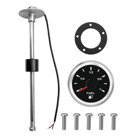 EMIHO 240-33ohm 10"/250mm Fuel Sending Unit with Gauge for Marine Boat RV Truck Car, Stainless Steel 316 Fuel Sender Fuel Level Gauge Tank Sensor Gas Tank Sending Unit