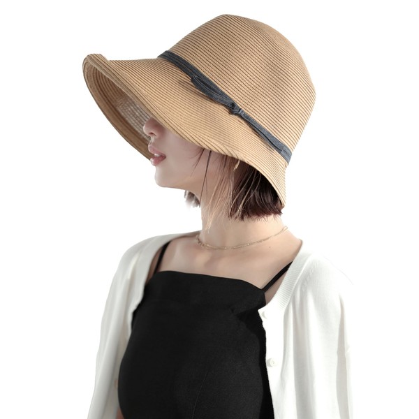 LittleAndMore 99% UV Protection Women's Straw Hat, UPF50+, Wide Brim