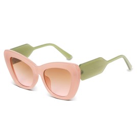 Freckles Mark Trendy Designer Sunglasses Womens Cute Fashion Square Cat Eye Sun Glasses (Pink)