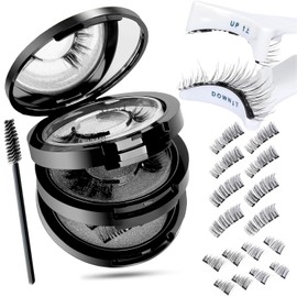 Eyelashes, Magnetic Eyelashes, Natural Look Magnetic Eyelashes with Pliers, Artificial Eyelashes, Magnetic Eyelashes, No Eyeliner, 3D Magnetic Lashes, No Glue, 4 Pairs Magnetic Eyelashes for Party