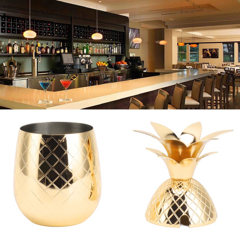 Cocktail Shaker Pineapple Shape Stainless Steel Polished Smooth Surface 500ml