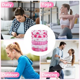 Hair Ties for Girls, 36 Pcs Soft Thick Seamless Nylon Elastic Hair Ties No Damage Pony Tails Holders for Thin Fine Hair Cute Fabric Hair Ties for Women - 6 Colors with Prints (Romantic Red)