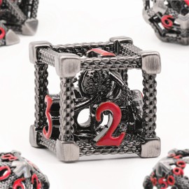 DND Dice Set Role Playing Game, Polyhedral Dice Set D&D Dice Set Metal ZHOORQI 7 Pieces The Cthulhu Dice Set for Board Game Dungeons and Dragons Dice Used (Z-Red Number)