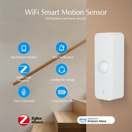 eMylo ZigBee Smart Motion Sensor, Indoor Motion Sensor for Home Security, Wireless Motion Sensor with Remote Monitoring App, Voice Command Compatible with Alexa. ZigBee Hub Required