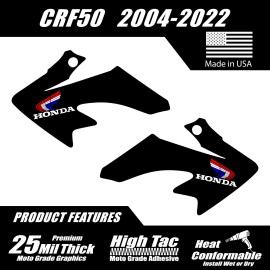 Honda CRF50 2004-2022 Shroud Graphics Vintage Wing RWB black bg FREE SHIPPING!
