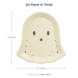 Cheerland - Platos de papel de Halloween con forma de fantasma, vajilla desechable para niños y adultos, espeluznante baby shower Huanted House Trick 