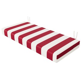 Outdoor Bench Cushion 45 x 18 x 4 Inch | Thickened Waterproof bench cushions for outdoor furniture | 3-Year Color | Fastness Garden Sofa Settee | Couch porch swing cushions with Ties &Red stripes