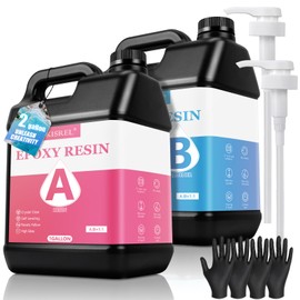 KISREL Epoxy Resin 2Gallon - Crystal Clear Epoxy Resin Kit - No Yellowing No Bubble Art Resin Casting Resin for Art Crafts, Jewelry Making, Wood & Resin Molds(1 Gallon x 2)