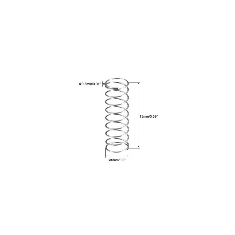 sourcing map Wire Diameter 0.01", OD 0.2", Free Length 0.59"