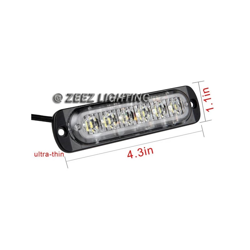 ZEEZ 2X White&Amber 6 LED Emergency Hazard Warning Caution Beacon