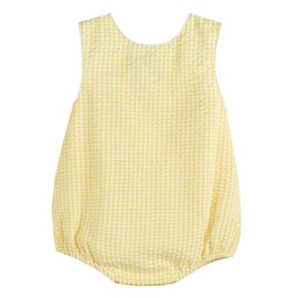 Lil cactus Baby Boys and Girls Yellow Gingham Bubble Romper, 3-6 Months