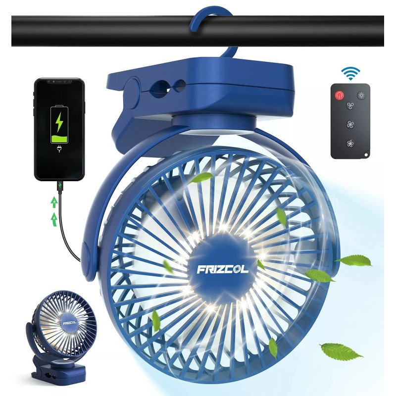 FRIZCOL Clip on Fan 65 Hours Portable Desk Fan Rechargeable