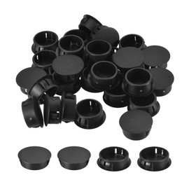 uxcell 1-1/4" Plastic Hole Plugs, 36Pcs Flush Type Panel Round Snap in Fastener Knockout Locking Plugs for Furniture Insert End Caps Panels, Black