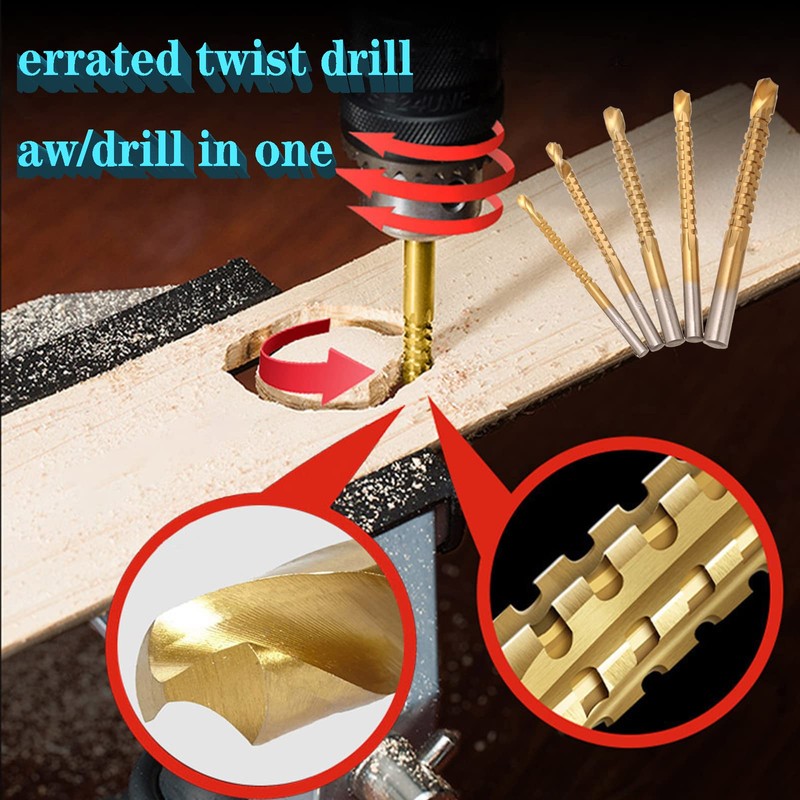 Yuentoen Sawtooth Drill, Titanium Coated HSS Milling Drill Set, Milling