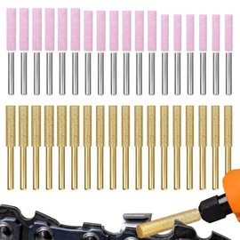 JONRIOUS 36Pcs Diamond Chainsaw Sharpener Bits,High Hardness 7/32 Chainsaw Sharpening Titanium Plated Wheels Grinding Tool for Electric Chainsaw Sharpener 5/32'', 3/16'', 7/32'' (Pink,Gold)