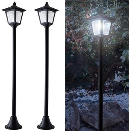 Solar Lamp Post Light Outdoor, Fast Charging Weather Resistant Solar Post Lights, Durable Auto On/Off Decorative Street Light Pole,for Driveway Patio Garden Pathway(2 Pack)