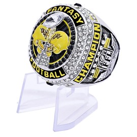 2025 Fantasy Football Championship Ring Award Prize Trophy Sports Winner FFL Champion Ring With Box (ring with stand, size 12)