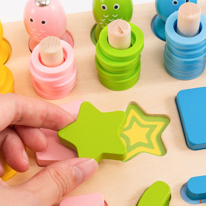 Number Sorting Toys 10 Shapes 1 to 10 Numbers Wooden