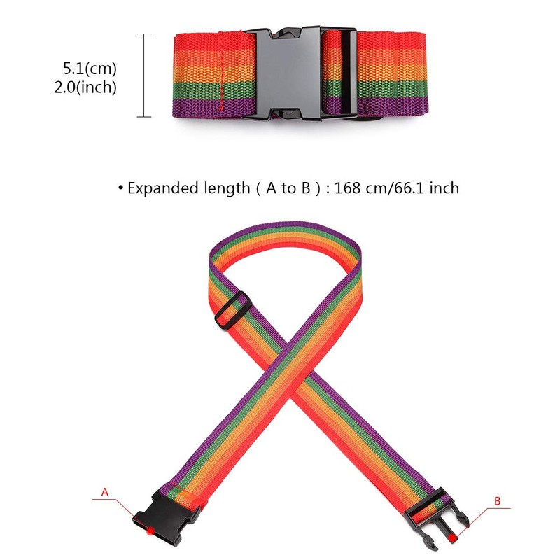 Kono Luggage Strap Adjustable Long Travel Packing Belt Colorful Suitcase