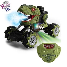 Royal Rc Toys, Medium Dinosaur Truck, RC Toy, Smoking Simulation, Cool LED Lights, Rechargeable Battery, Best Gift - Color: GREEN