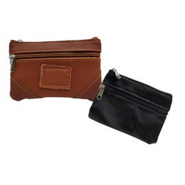 2 x men's purses, one in colour and one in black. With inner key ring on both purses, cards, coins, keys, etc., brown, M, Modern