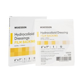 McKesson Hydrocolloid Dressing, Sterile, Sacral, Film Backing, 6 in x 7 in, 5 Count, 1 Pack