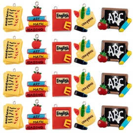 Framendino, 25 Pack School Best Teacher or Student Charms for Jewelry Making Keychain Bracelets Earrings Necklaces 5 Styles