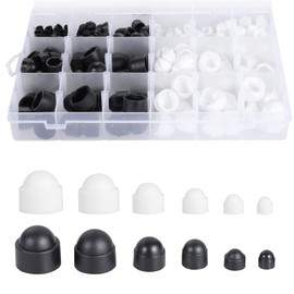 Gueenky 300pcs Bolt Covers Screw Caps, M4 M5 M6 M8 M10 M12 Bolt Caps Black White Hex Nut Covers Dome Protection Caps Cover for Nuts Screws Bolts